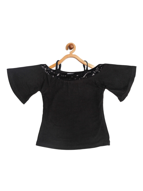 

Tiny Girl Black Solid Flared Sleeves Regular Top