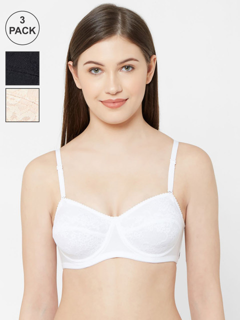 

Juliet Pack of 3 Self Design Underwired Non Padded T-shirt Bra, White