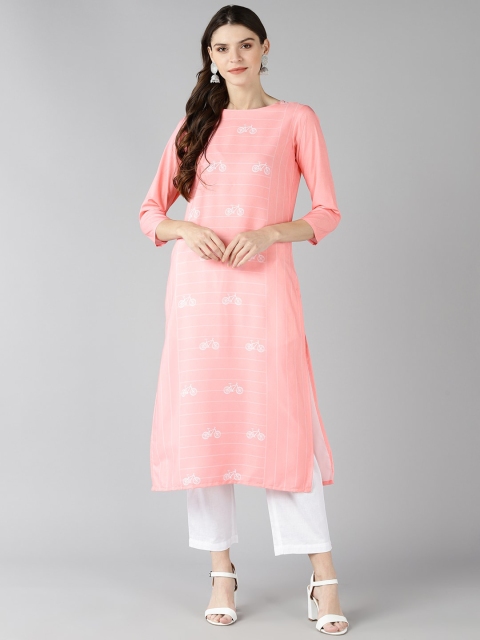 

AHIKA Women Pink Quirky Printed Kurta
