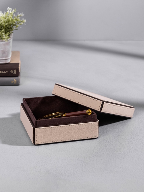 

Pure Home and Living Cream-Coloured Solid Square Box Organiser