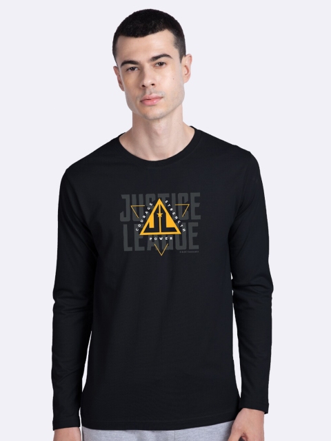 

Bewakoof Men Black & Yellow Justice League Triad Printed Round Neck T-shirt