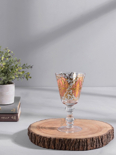 

Pure Home and Living Set of 6 Yellow and Pink Moroccan Floral Wine Glass
