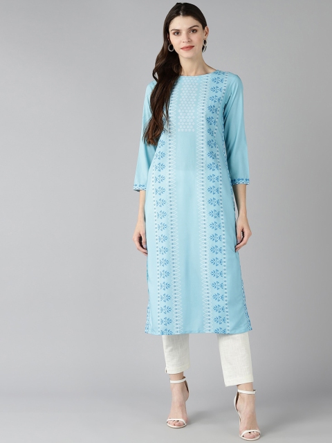 

AHIKA Women Blue Floral Printed Floral Kurta