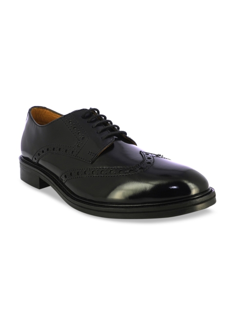

Alberto Torresi Men Black Textured Leather Formal Brogues