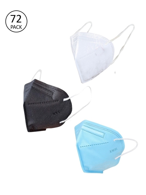 

OOMPH Pack of 72 Solid 5-Ply Reusable Anti-Pollution KN95 Masks, Black