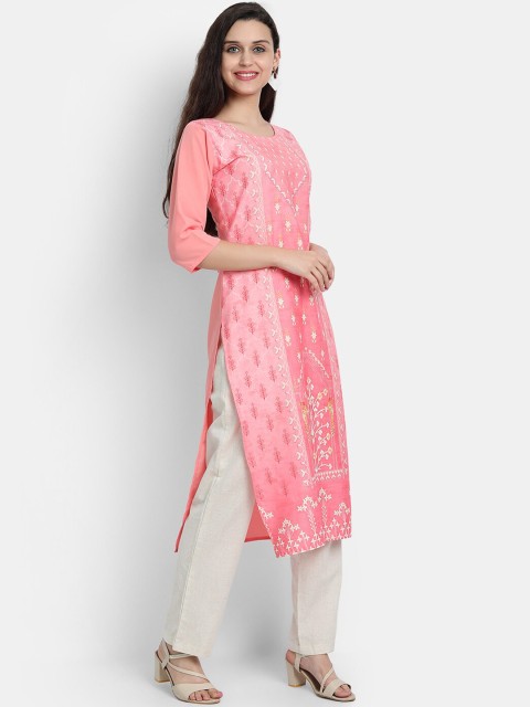 

Ethnic basket Women Pink Ethnic Motifs Printed Crepe Kurta