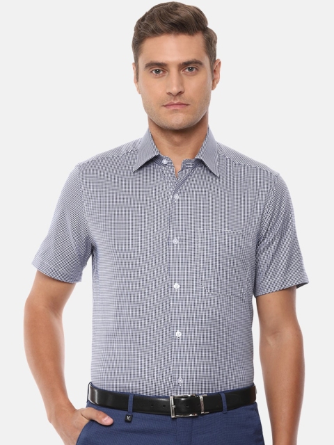 

Louis Philippe Men Navy Blue Regular Fit Checked Casual Shirt