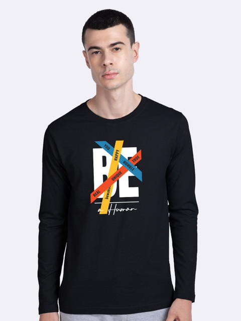 

Bewakoof Men Black & White Printed Round Neck T-shirt