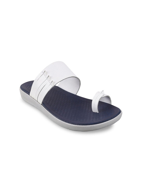 

Metro Men White & Blue Ethnic Leather Comfort Sandals