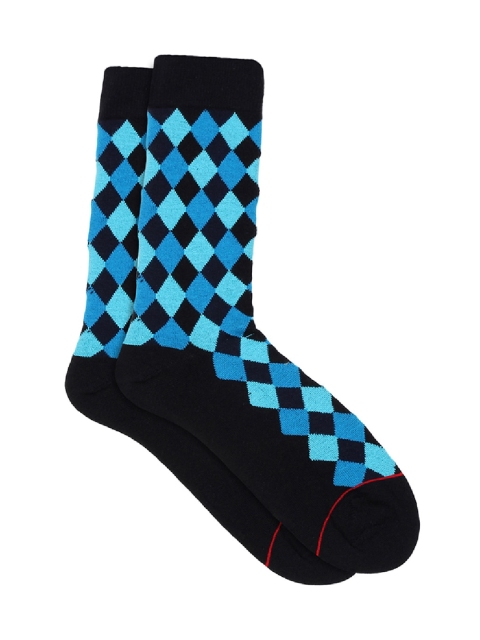 

Soxytoes Men Black & Blue Checked Above Ankle Socks