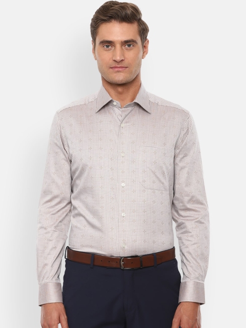 

Louis Philippe Men Beige Regular Fit Checked Pure Cotton Casual Shirt