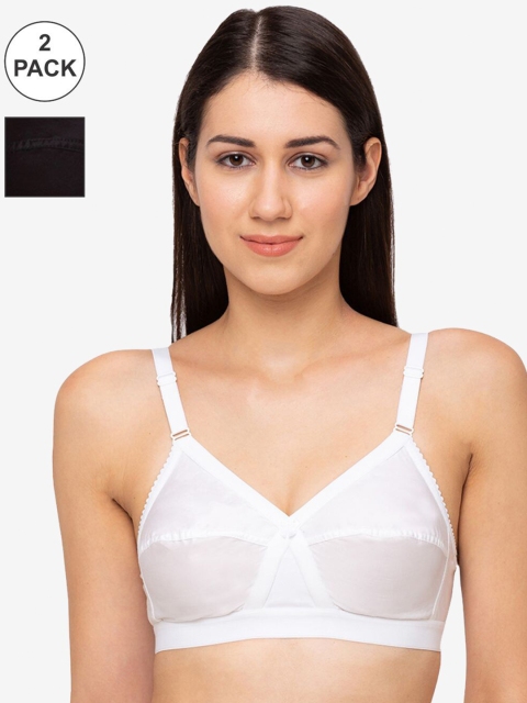 

Juliet Pack of 2 White & Black Solid Pure Cotton Everyday Bra