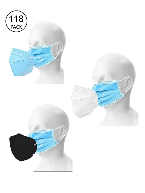 

OOMPH Unisex Pack of 100 Disposable 3 Ply & 18 Reusable 5 Ply KN95/N95 Outdoor Masks, Blue