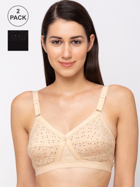 

Juliet Pack Of 2 Solid Non-Wired Non Padded Everyday Bra KARINA SKINBLACK-42C, Beige