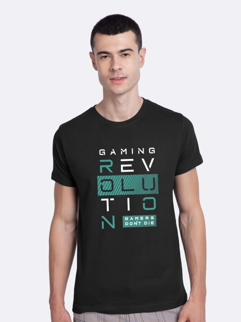 

Bewakoof Men Black Printed Round Neck T-shirt