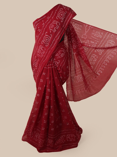 

Pothys Maroon & White Cotton Blend Printed Saree