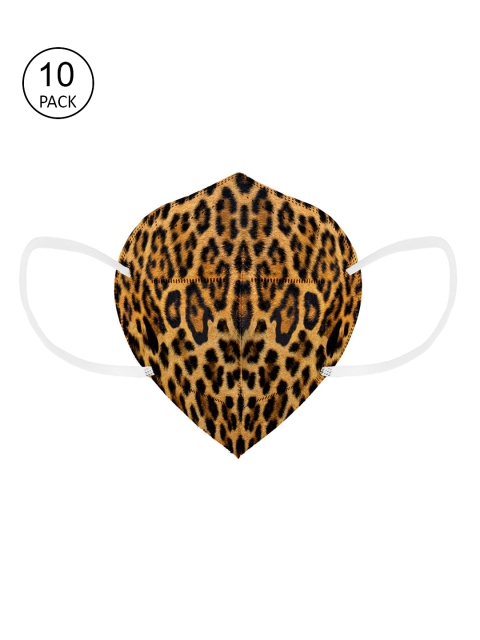 

Status Pack Of 10 Mustard-Yellow & Black Animal Printed 4-Ply Protective Outdoor N95 Masks