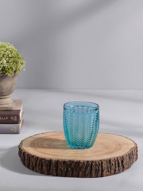 

Pure Home and Living Set Of 6 Blue Chevron Glass Tumblers