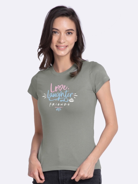 

Bewakoof Women Grey Printed Round Neck T-shirt