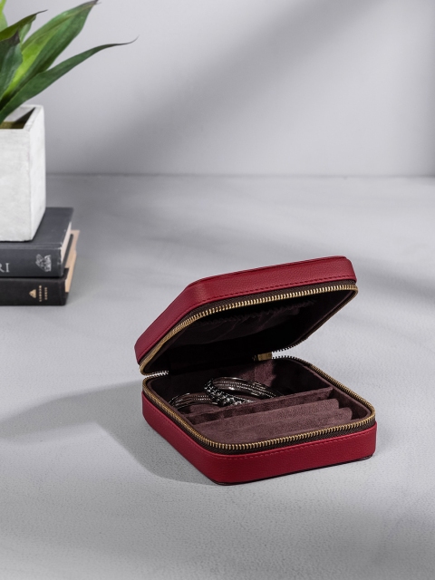 

Pure Home and Living Red Square Travel Jewelry Box