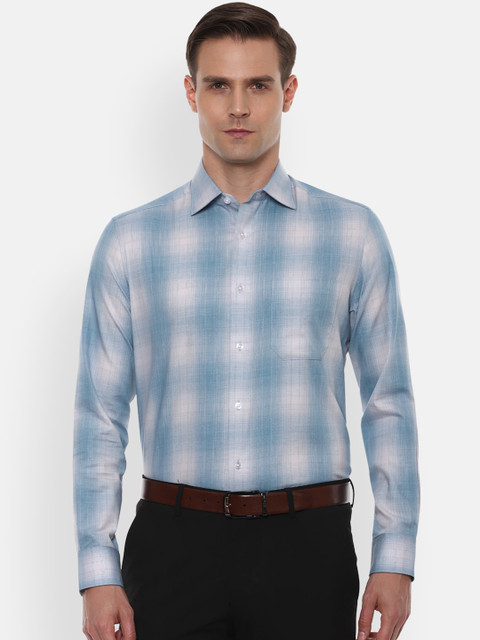 

Louis Philippe Men Blue Regular Fit Checked Casual Shirt