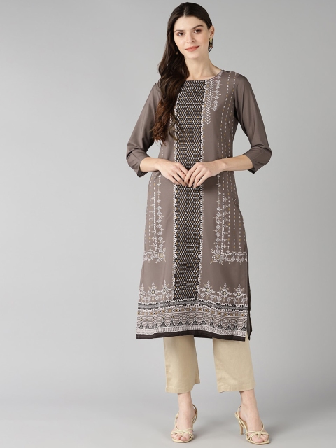 

AHIKA Women Taupe Printed Kurta