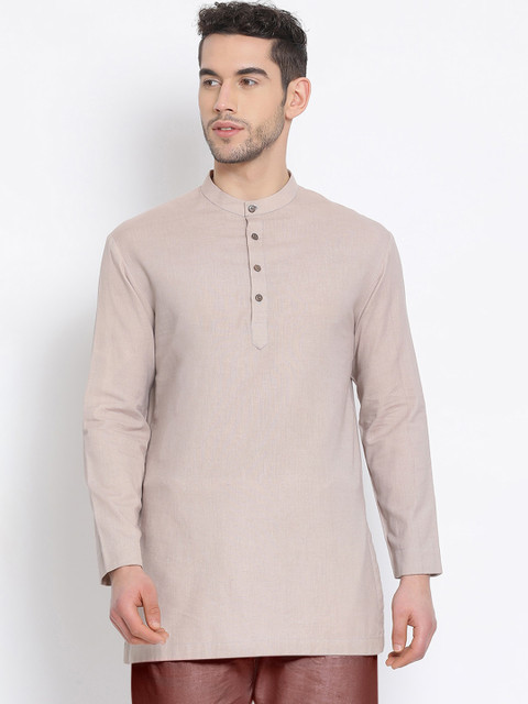 

DEVOILER Men Beige Linen Kurta