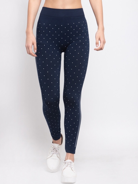 

KLOTTHE Women Navy Blue & White Printed Skinny-Fit Treggings