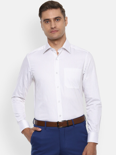 

Louis Philippe Men White Regular Fit Striped Pure Cotton Casual Shirt
