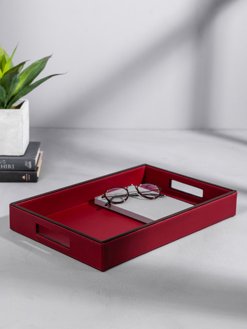 

Pure Home and Living Red Solid Rectangular Organiser Tray