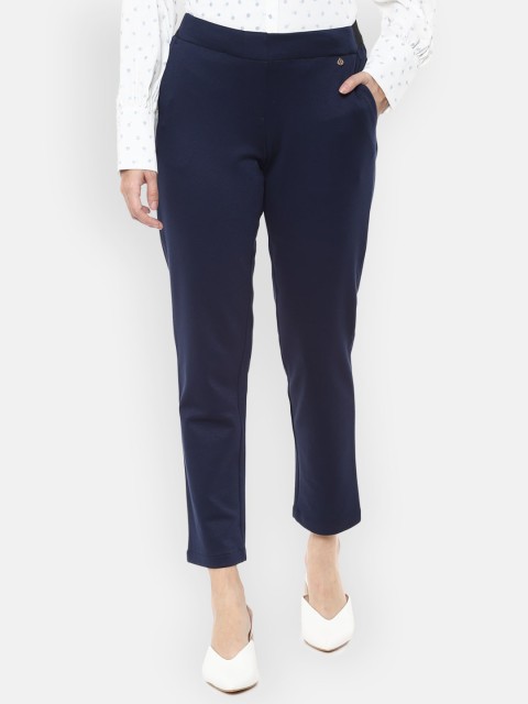 

Van Heusen Woman Navy Blue Regular Fit Solid Formal Trousers
