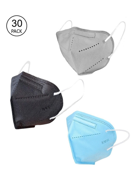 

OOMPH Unisex Pack of 30 Black & Grey 5 Ply Reusable Outdoor KN95 / N95 Masks