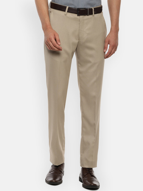 

Louis Philippe Men Khaki Slim Fit Self Design Formal Trousers