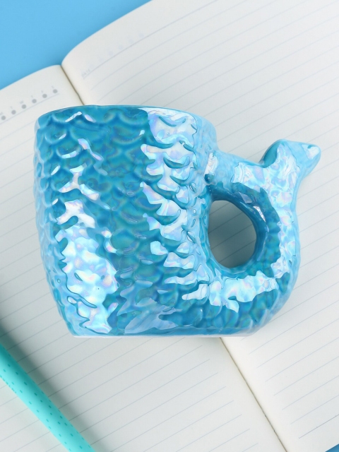 

Bigsmall Blue Textured Ceramic 3D Mermaid Tail Aqua Mug