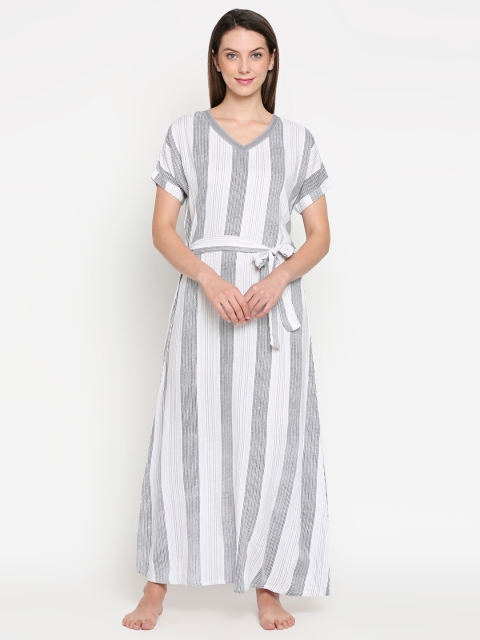 

XIN White & Grey Striped Nightdress