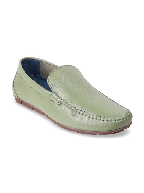 

Metro Men Green Solid Leather Formal Loafers