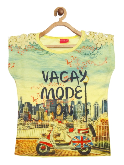 

Tiny Girl Girls Yellow Graphic Printed Regular Top