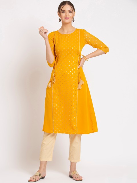 

ALC Creations Women Yellow Crepe Kurta