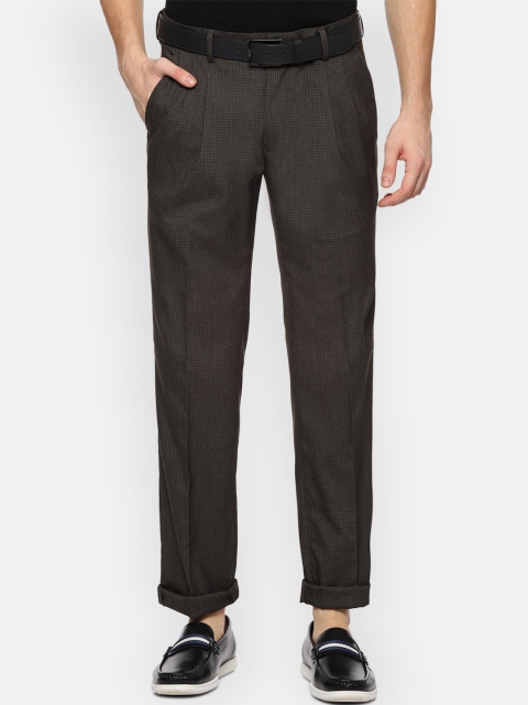 

Louis Philippe Men Charcoal Regular Fit Checked Regular Trousers