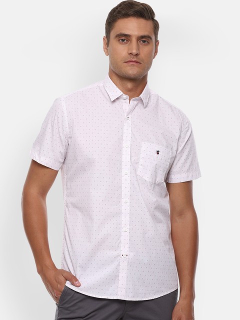 

Louis Philippe Sport Men White & Maroon Slim Fit Printed Casual Shirt