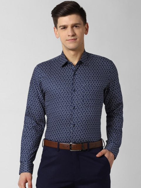 

Peter England Men Navy Blue Slim Fit Printed Formal Shirt