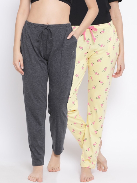

Kanvin Women Pack of 2 Pure Cotton Lounge Pants, Yellow