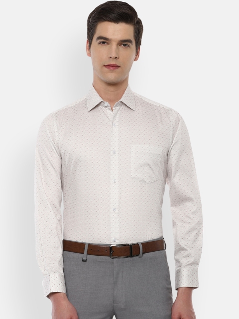 

Van Heusen Men Off-White and Maroon Printed Pure Cotton Regular Fit Formal Shirt