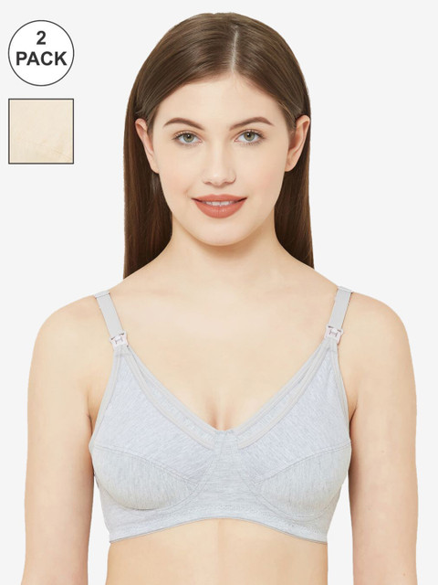 

Juliet Pack of 2 Nude-Coloured & Grey Non-Wired Non Padded Maternity Bra