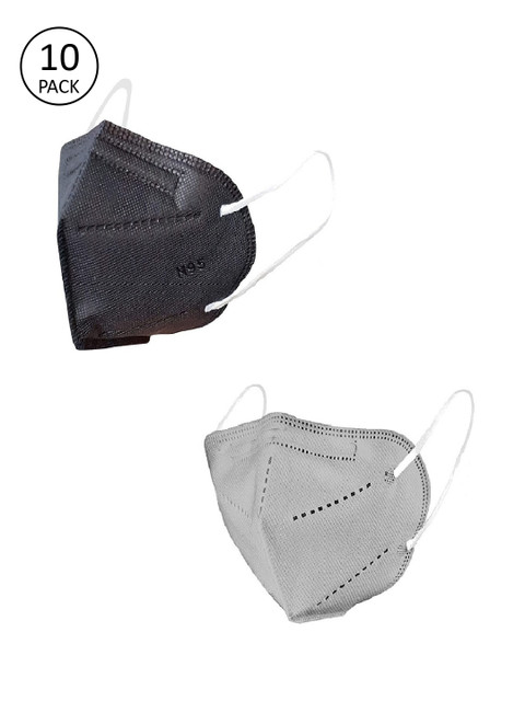 

OOMPH Unisex Pack of 10 Black & Grey 5 Ply Reusable Outdoor KN95 / N95 Masks