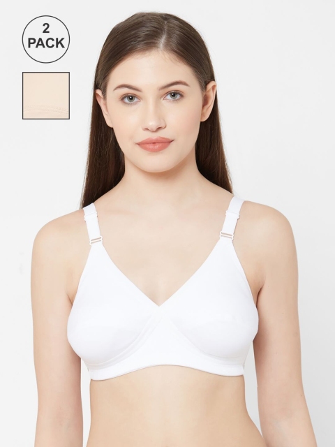 

Juliet White & Nude-Coloured Set of 2 Solid Non-Wired Non Padded Everyday Bra