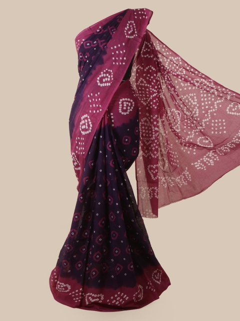 

Pothys Purple Bandhani Printed Cotton Blend Saree