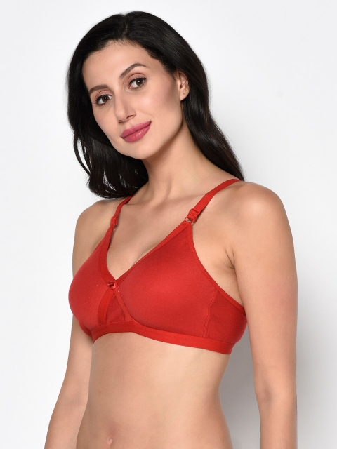 

PRETTYBOLD Red Solid Non-Wired Non Padded Minimizer Bra PB-13 RED-C21-Red