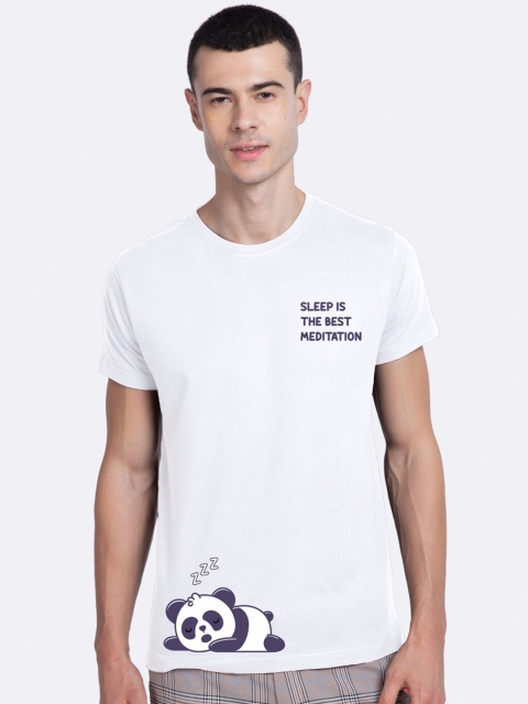 

Bewakoof Men White Printed Round Neck T-shirt