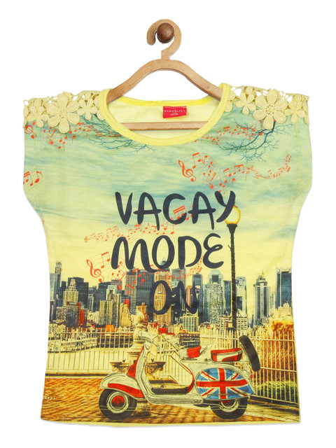 

Tiny Girl Girls Yellow & Blue Printed Regular Top